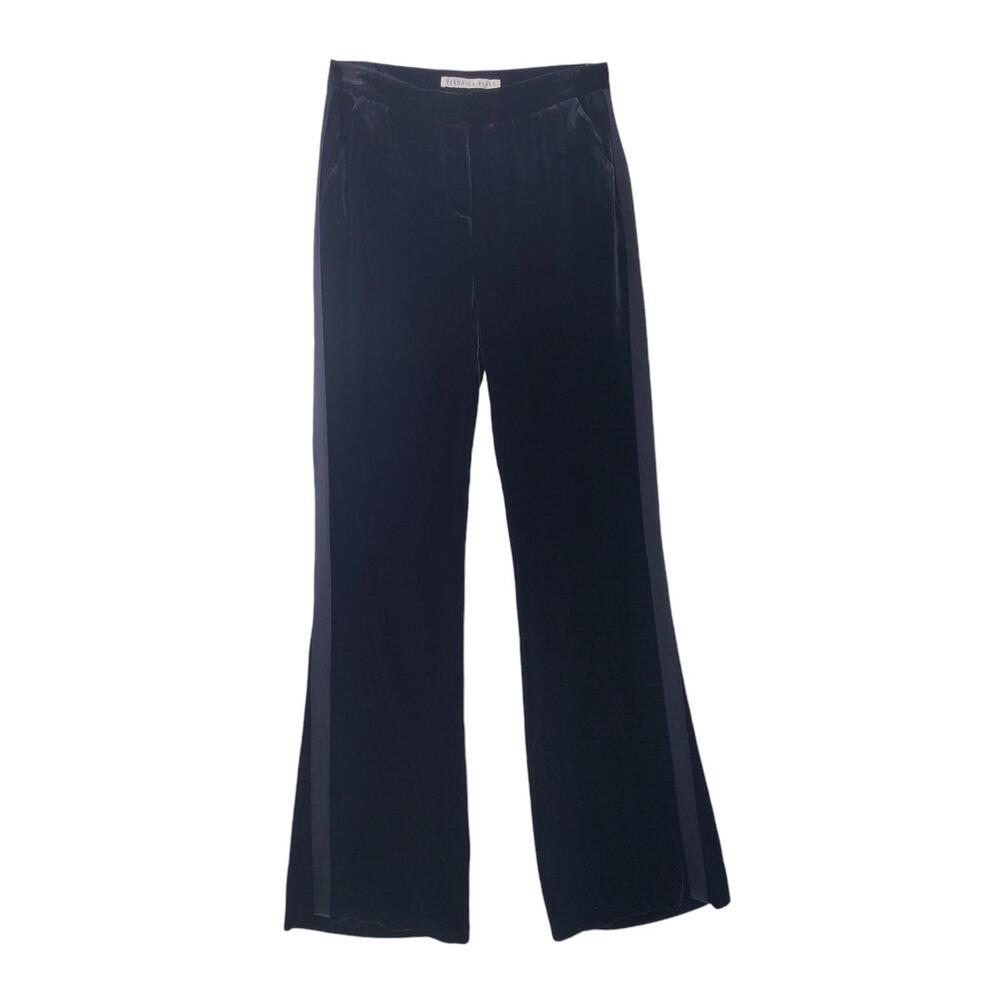 🪲 RARE Veronica Beard Ramsey Wide-leg High-waist Velvet Tux Pants, Black - Picture 7 of 15